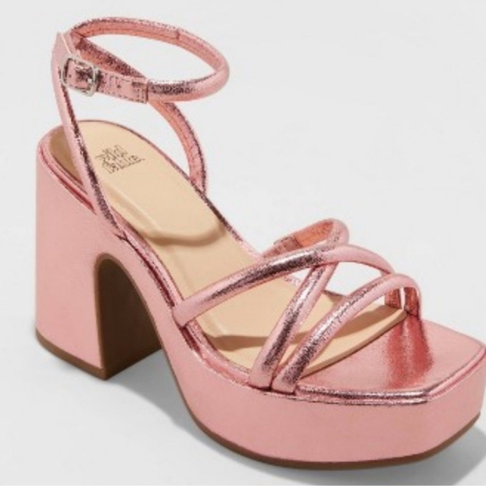 Wild Fable Pink Metallic Platform Sandals